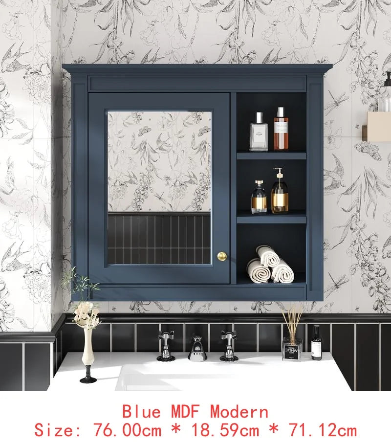 Modern Bathroom Storage with Mirror, Features 3 Open Shelves