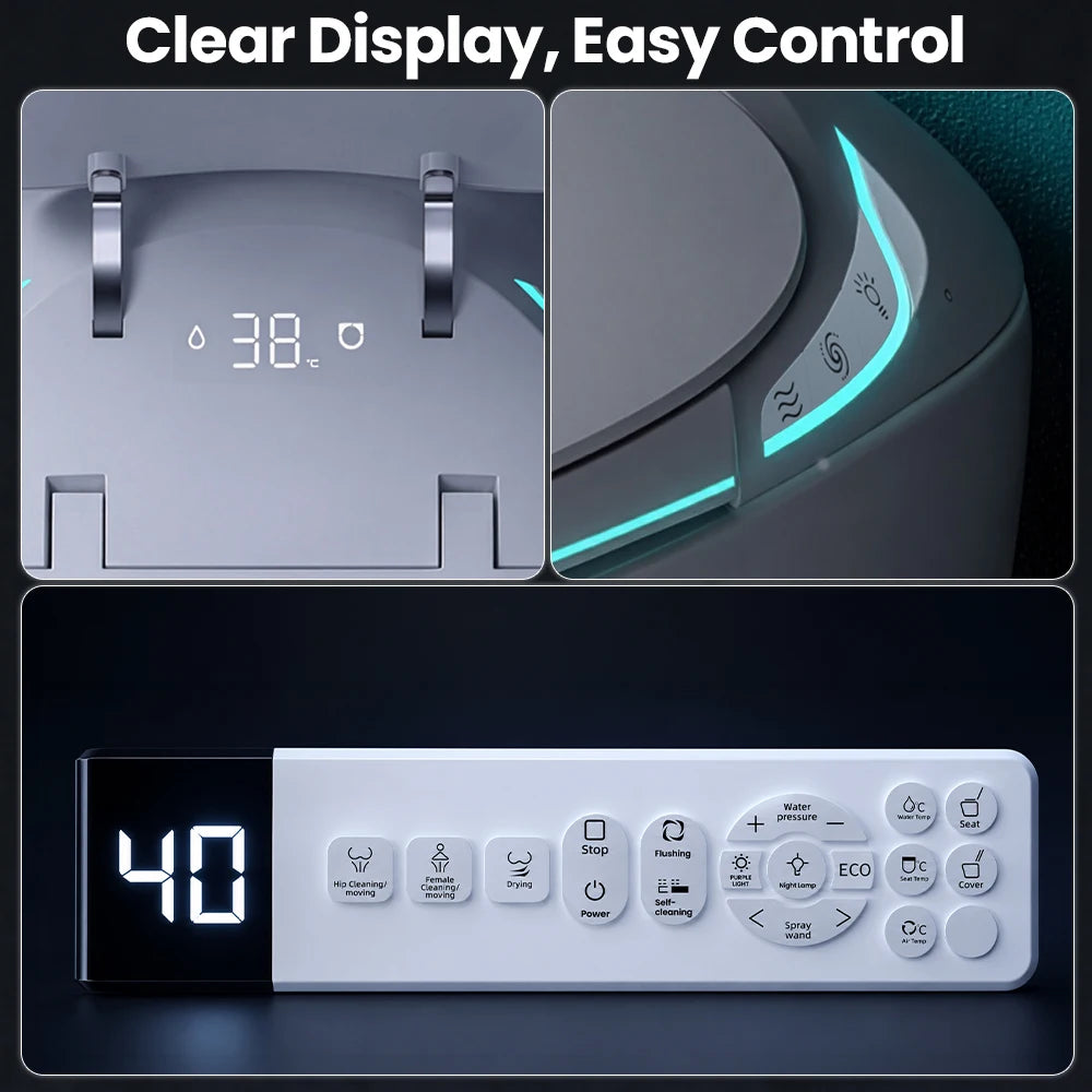 Smart Toilet Seat with Bidet - Comfort Height Air Dryer