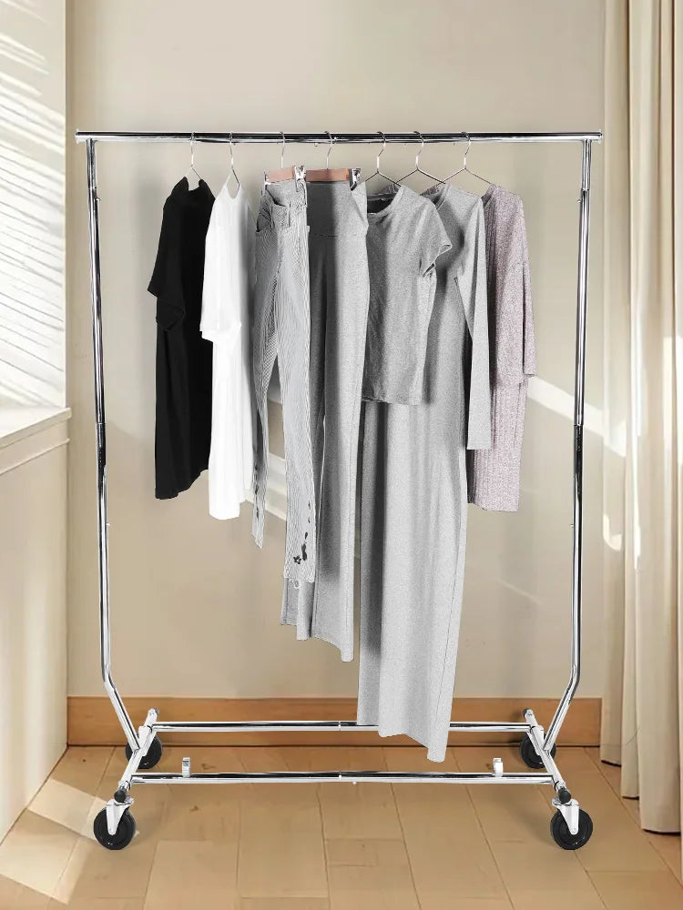 Adjustable Rolling Garment Rack with Sturdy Wheels