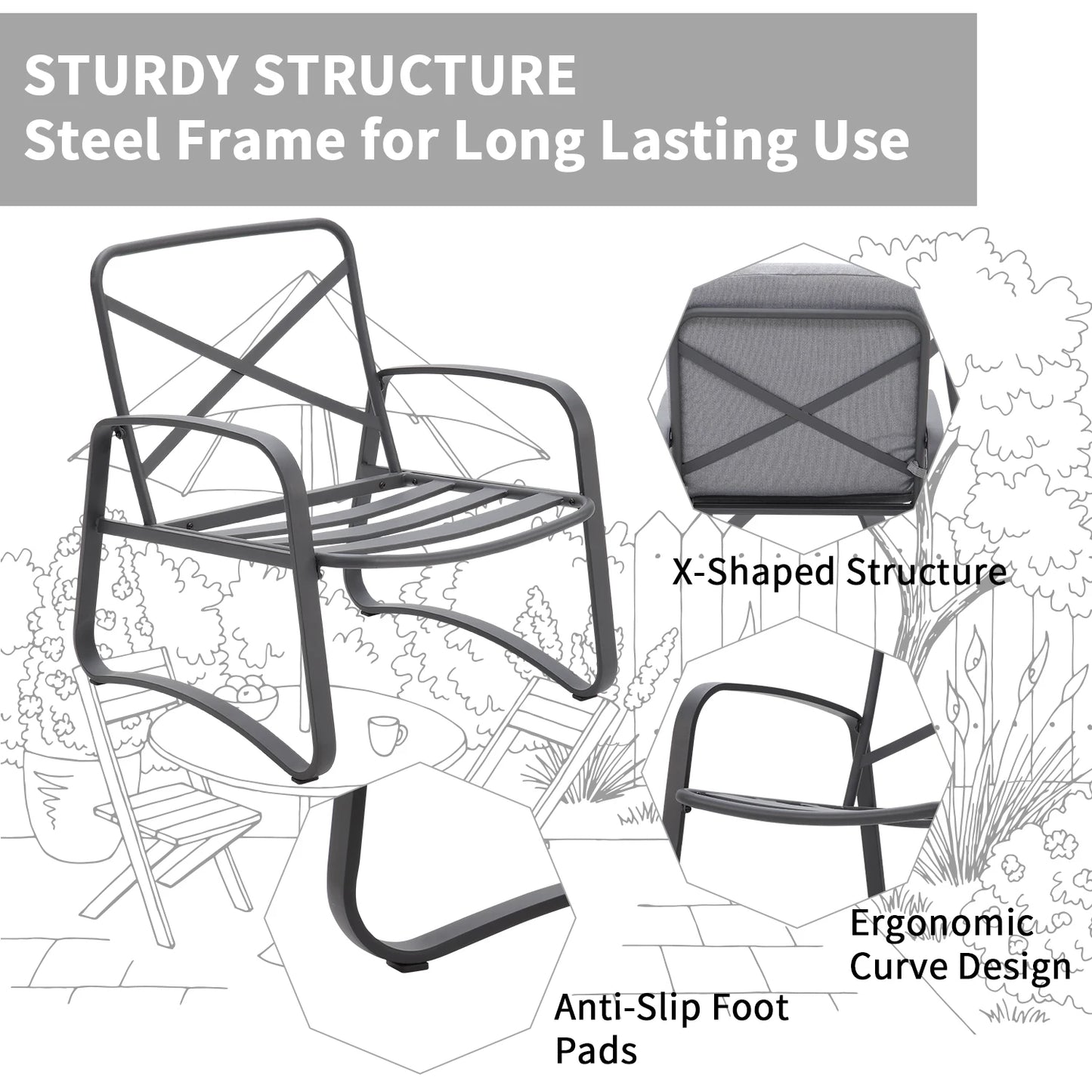 3 Piece Rocking Bistro Set with DPC Coffee Table