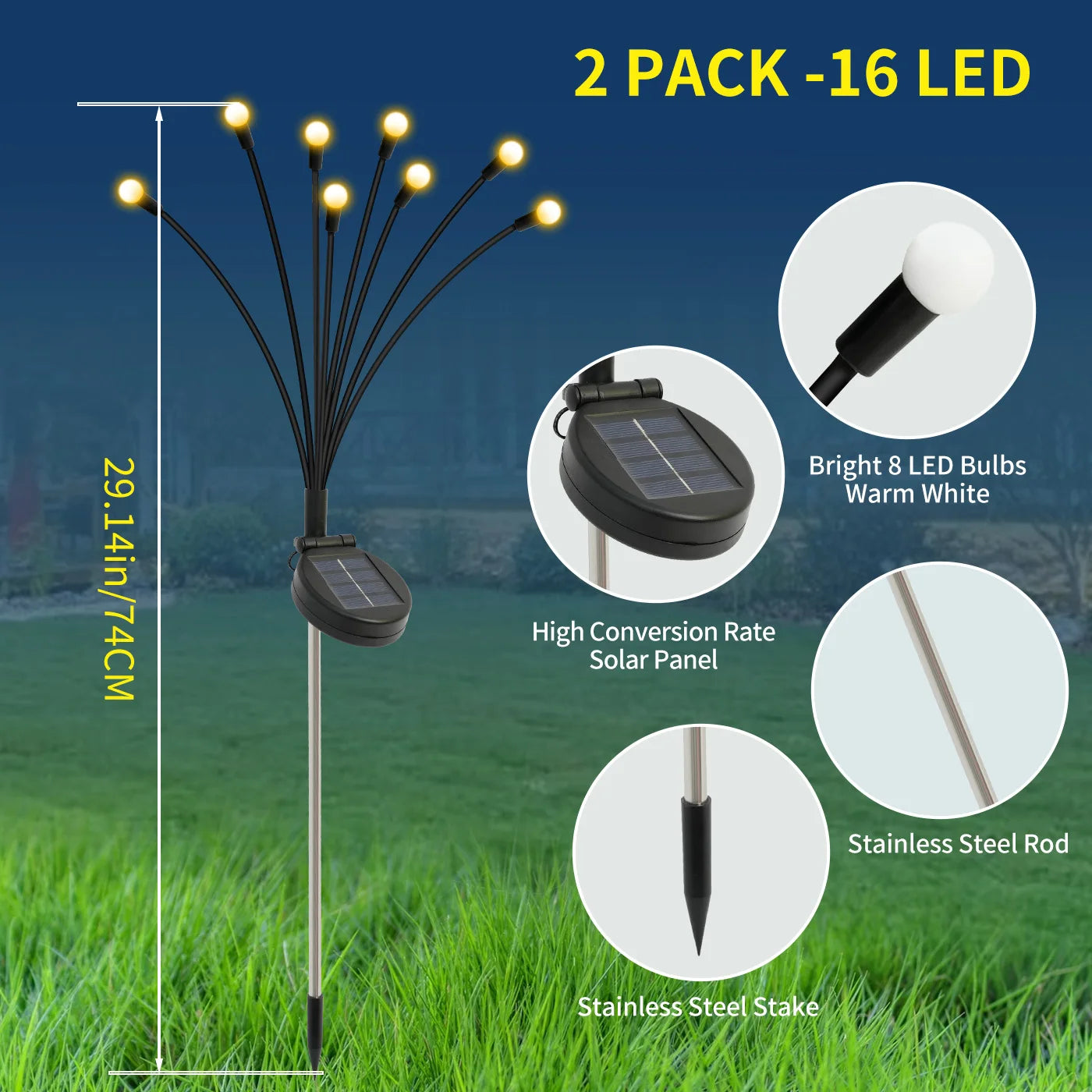 8-Head Solar Firefly Lights LED Solar