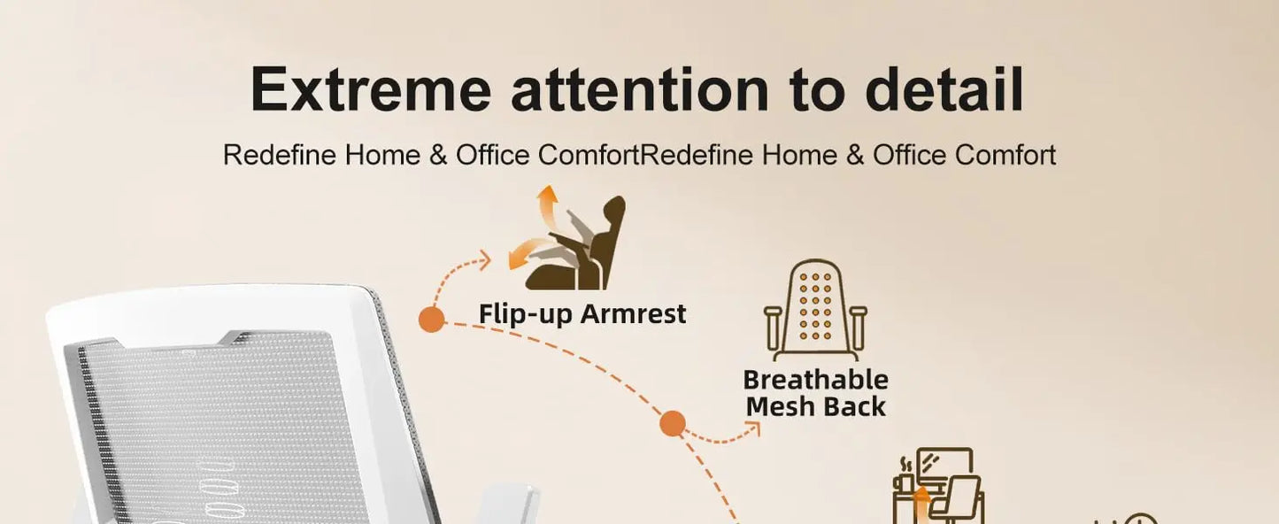 Ergonomic Computer Chair Flip-up Armrests