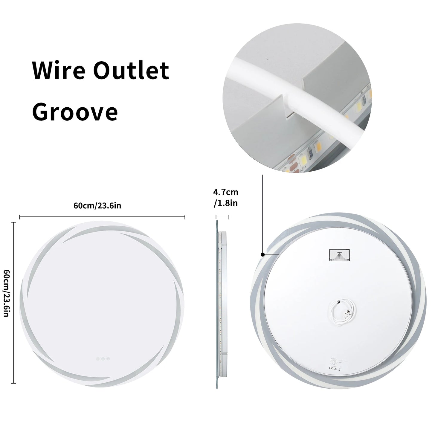 Anti-fog LED Wall Mounted Vanity Mirror Circle Shatterproof Lights