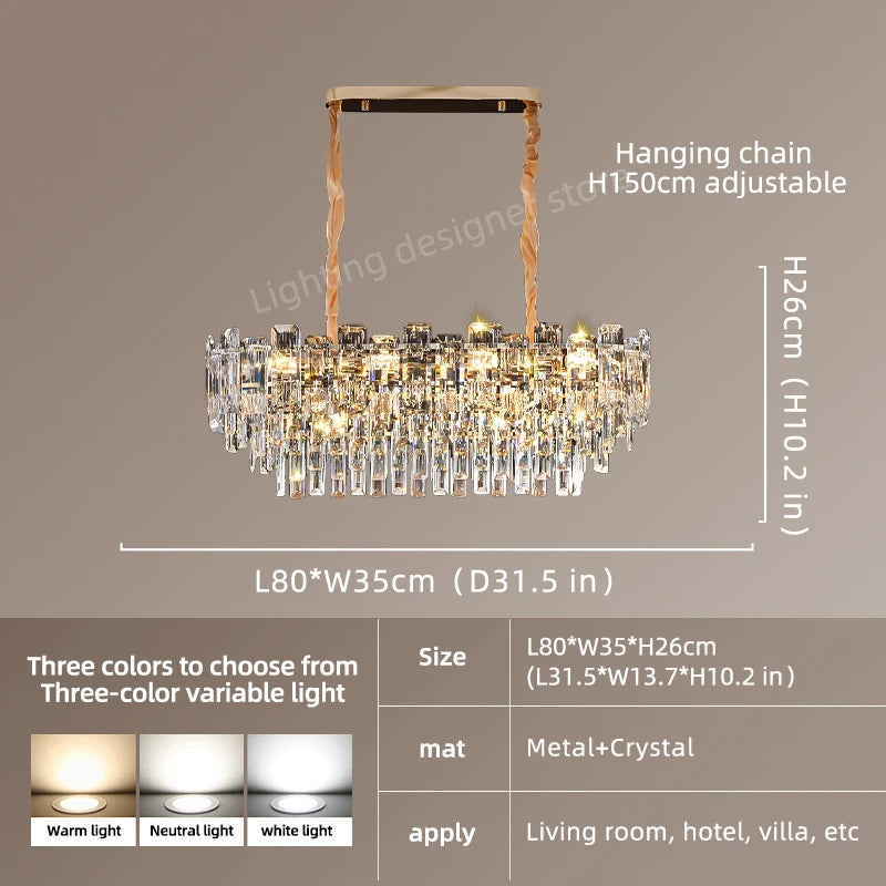 Modern Led Ceiling Hanging Crystal Chandelier