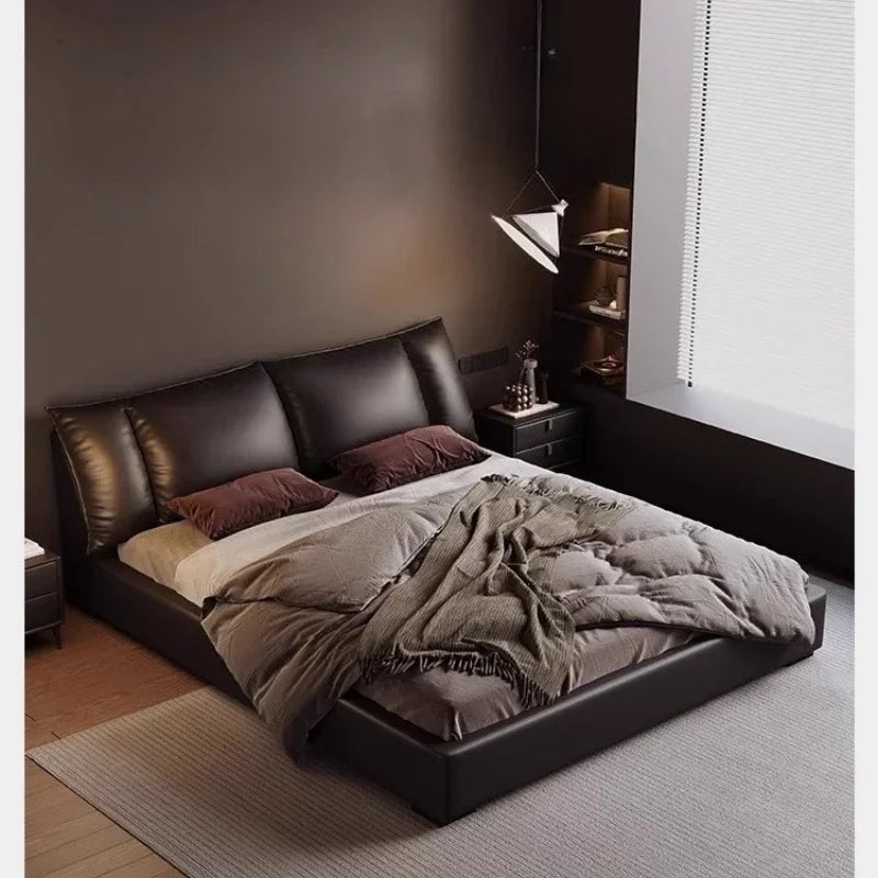 Double Luxury Bed with Office Headboards Racks and Frame Bedroom Set