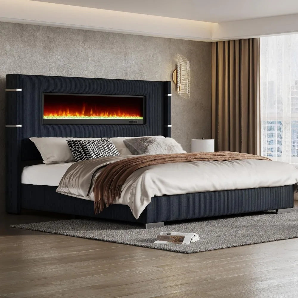Modern Bed Frame with Extra Tall Headboard