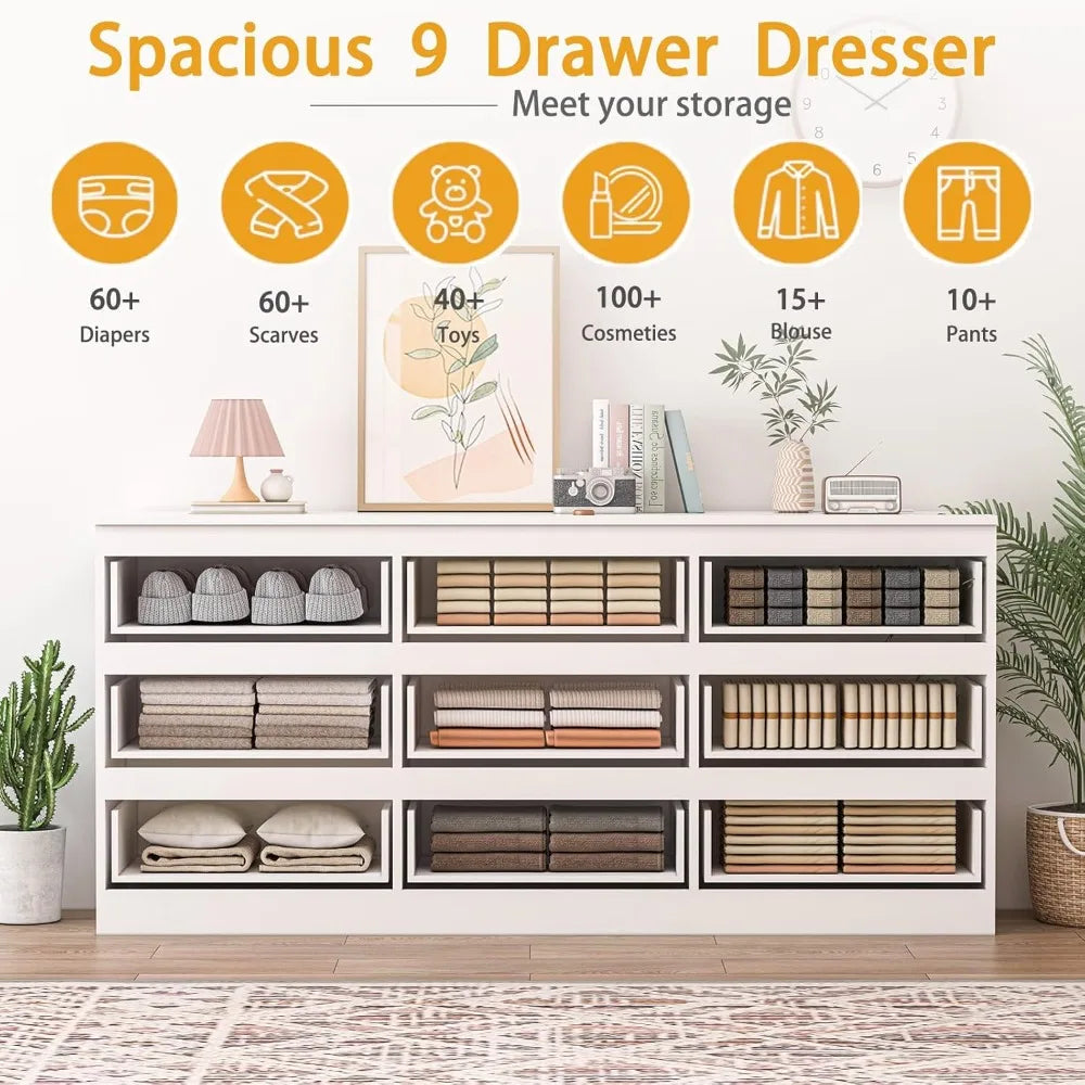 Large Modern High Gloss Dresser with Power Outlets