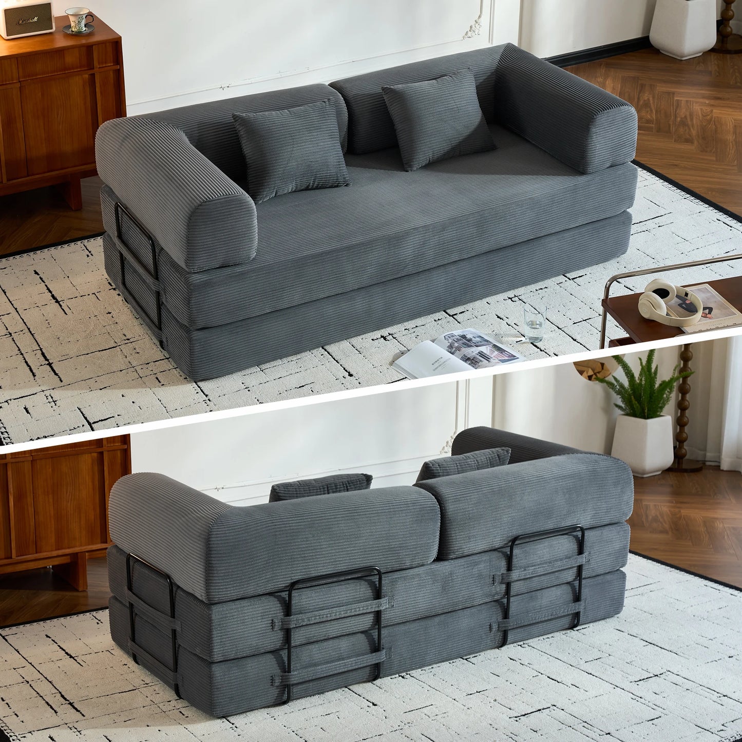 Oversized Corduroy Futon Floor Couch