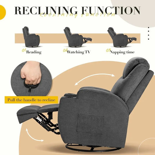 Luxury Swivel Rocking Recliner with Massage