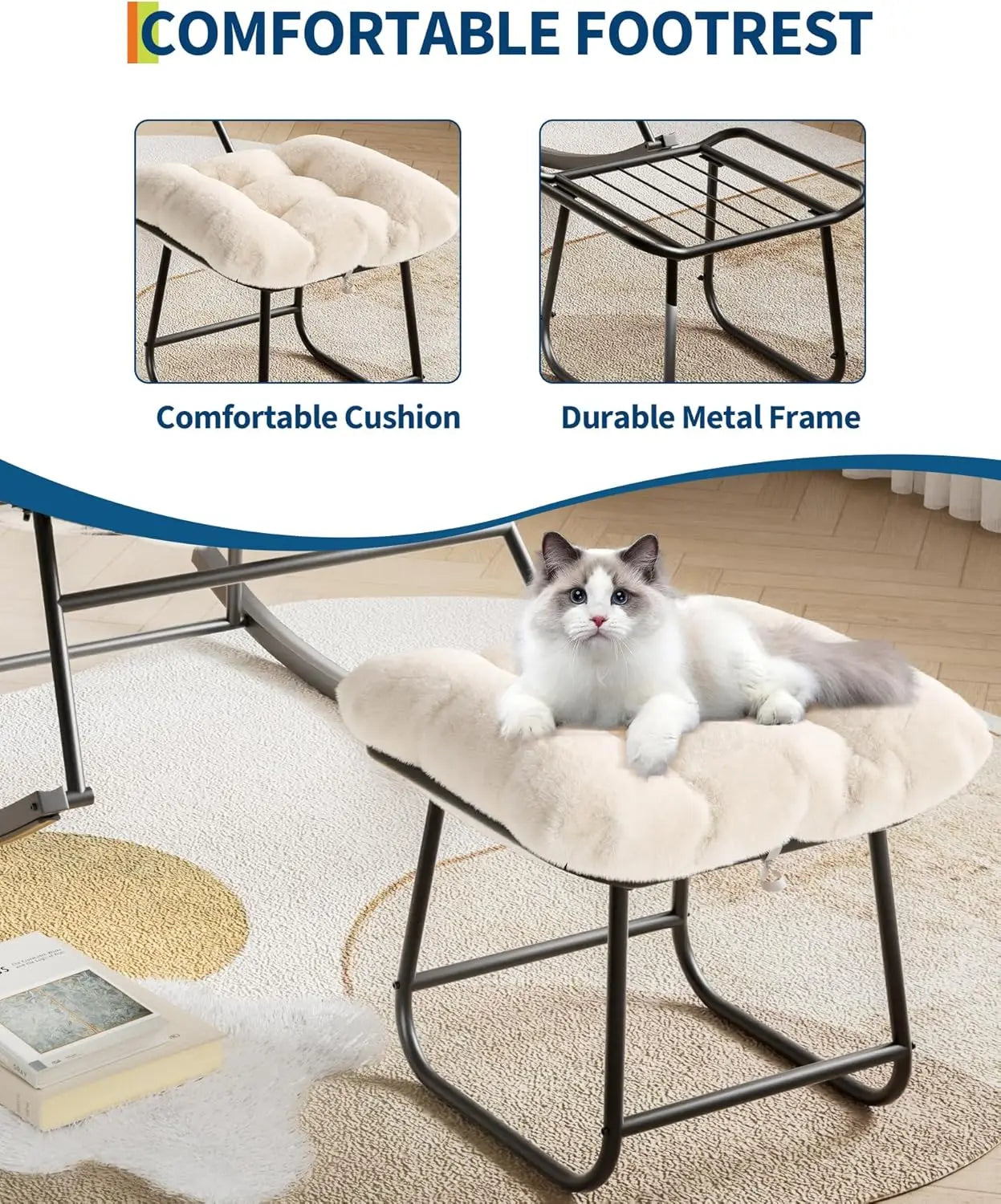 Outdoor Egg Rocker Rocking Chair with Footrest