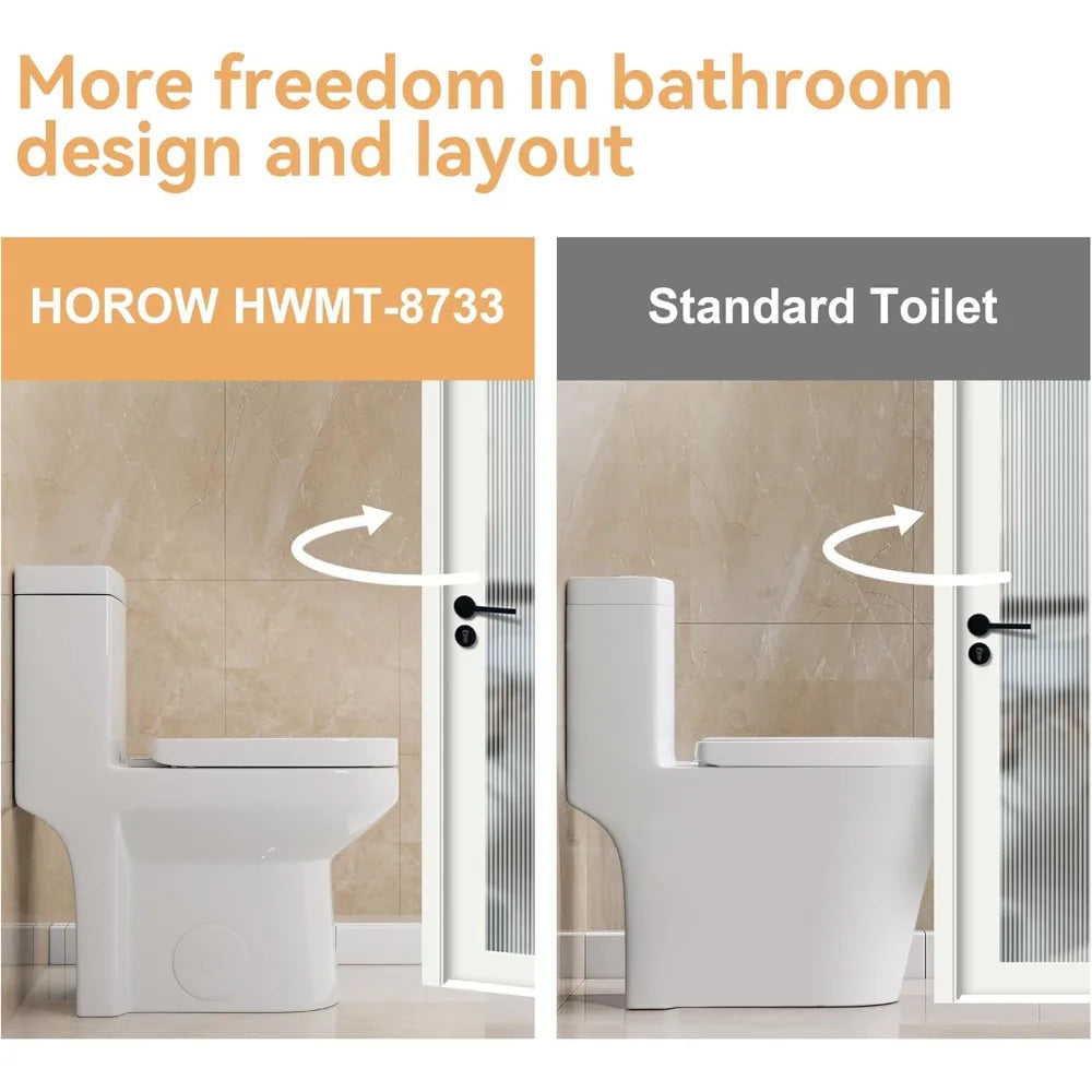 Compact One-Piece Toilet with Dual Flush System