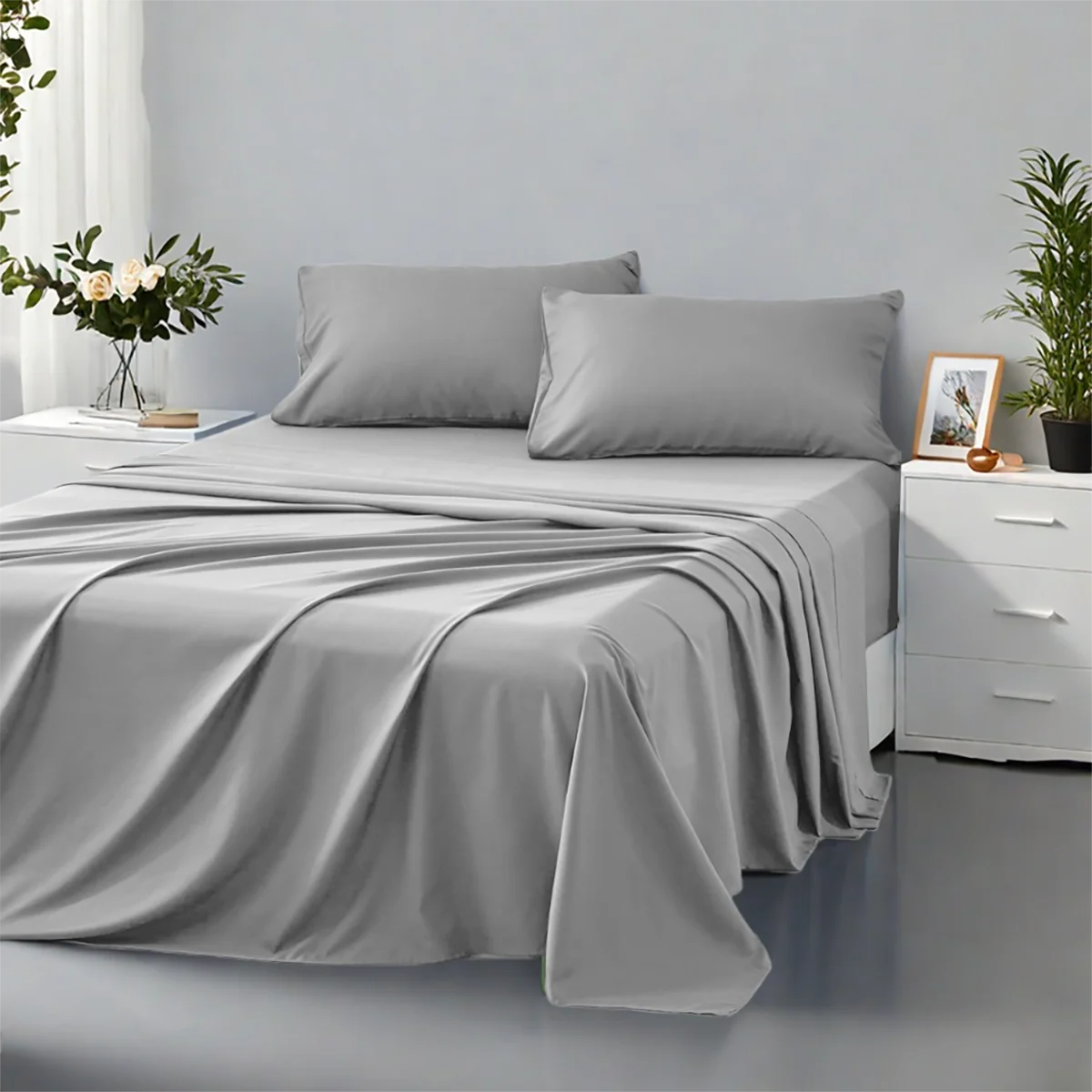 Fashionable Solid Color Soft Bedding Set, Suitable For All Seasons