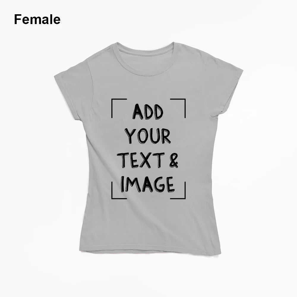 Custom T-shirt with Your Photo Text Image Front Printing Crew Neck