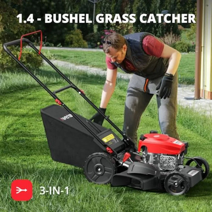 Gas Push Lawn Mower with Discharge 6-Position Height Adjustment