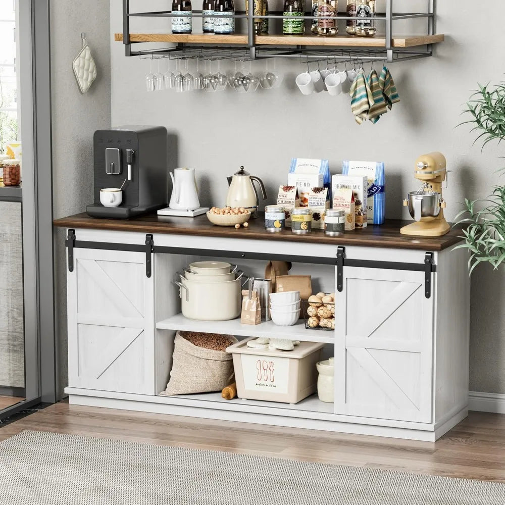 Dining Room Buffet Cabinet with Sliding Barn Doors