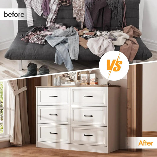 6 Drawer Dresser Organizer with Charging Station