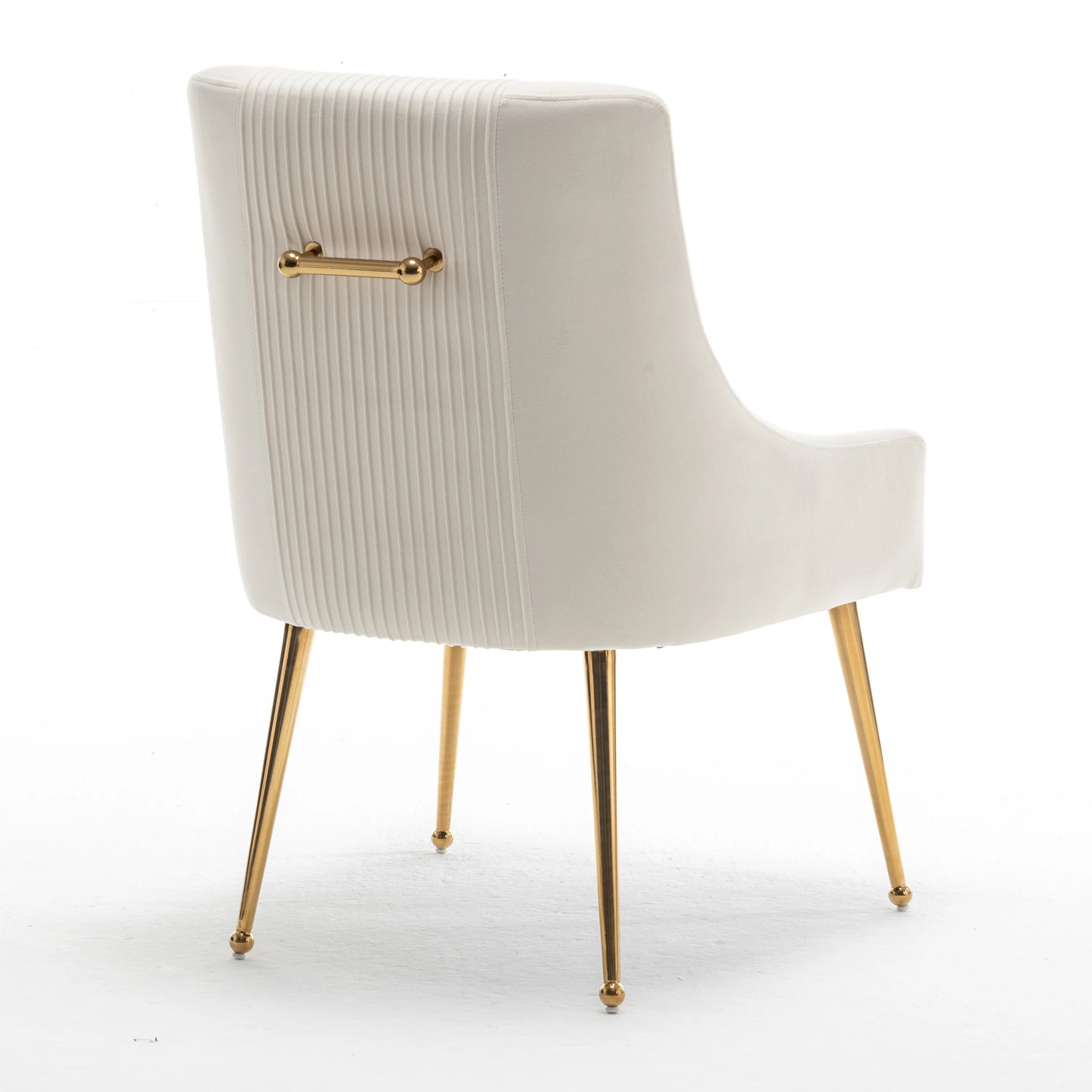 Modern Glam Vanity Buckle Pleated Velvet Dining Chair with Rear Handle