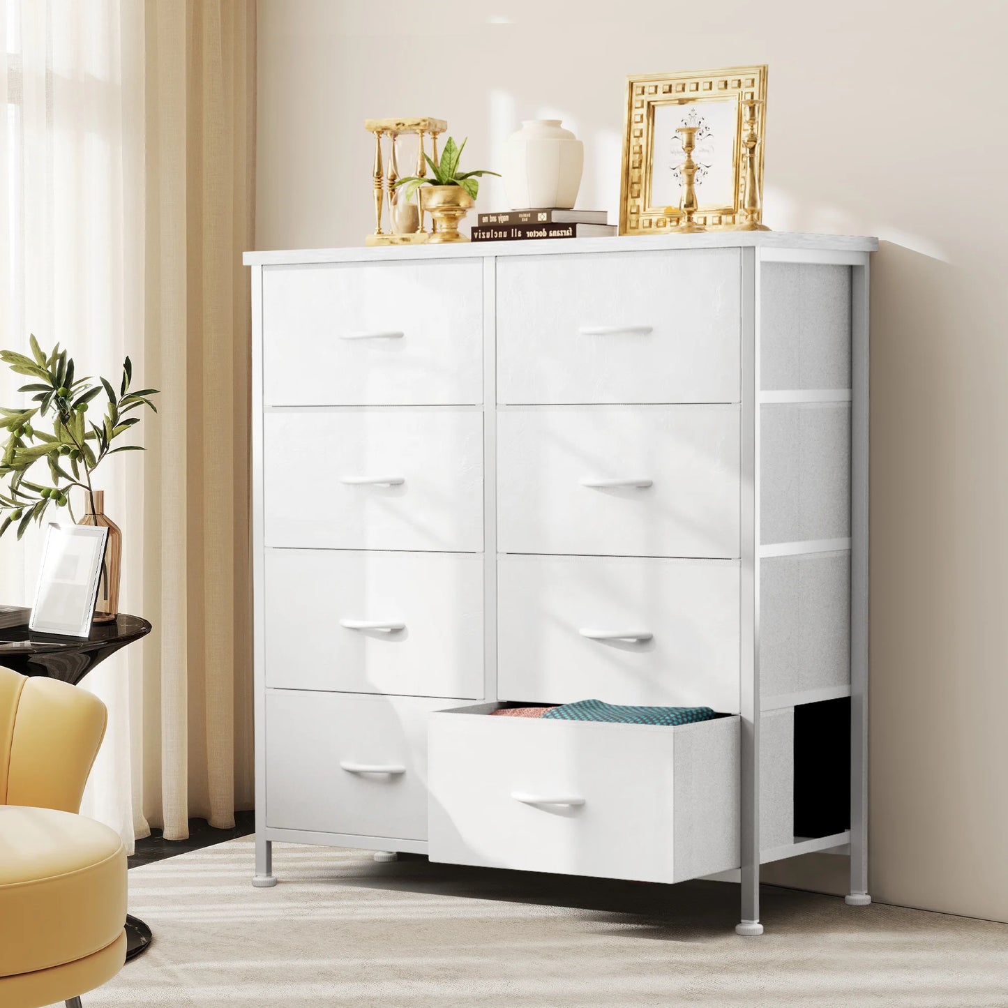 Dresser, Wardrobe with Storage Cabinet Steel Frame
