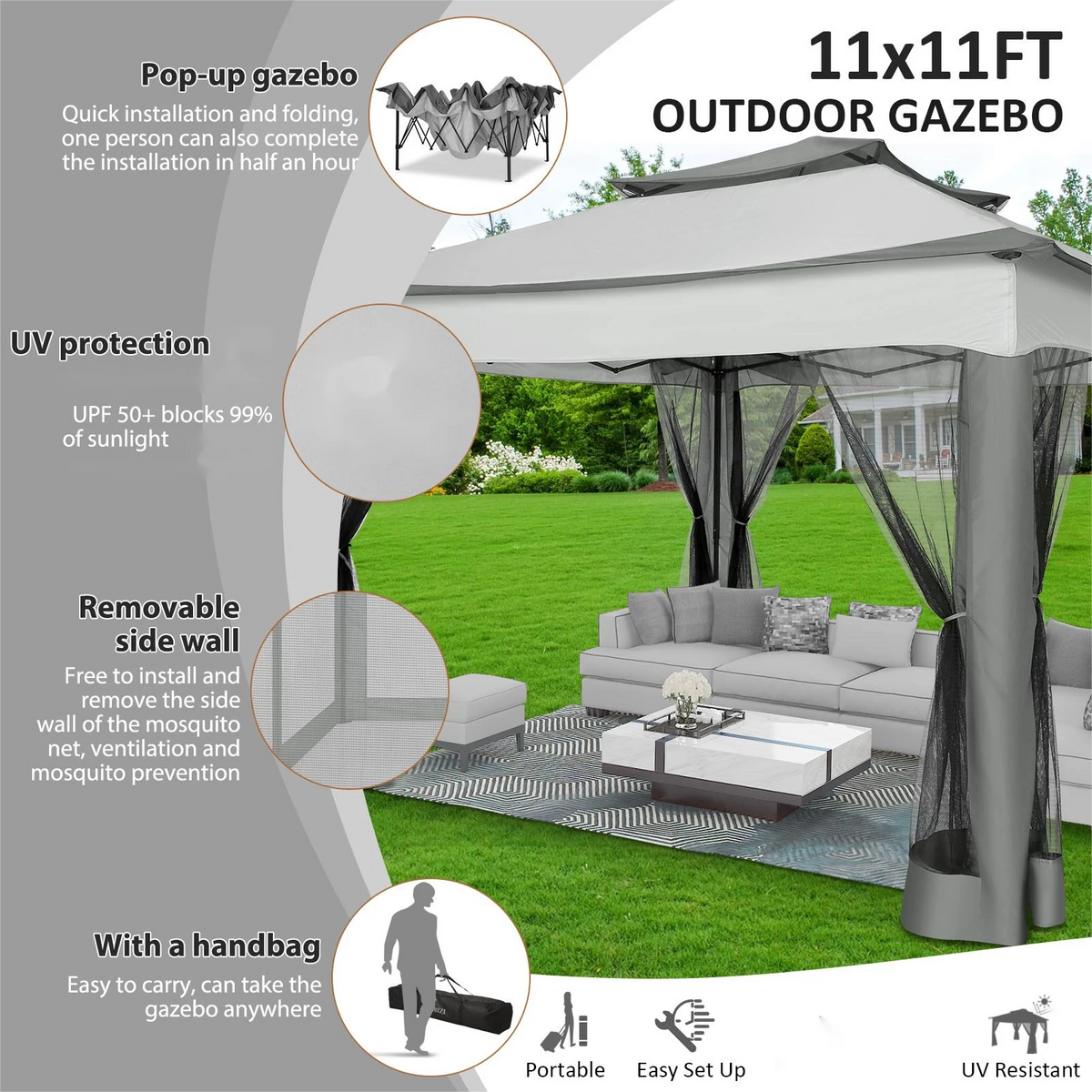 Pop up Gazebo with Mosquito Netting Canopy Tent