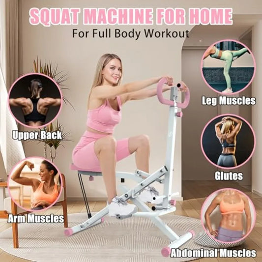 Squat Machine for Home Exercise with Adjustable Resistance Bands