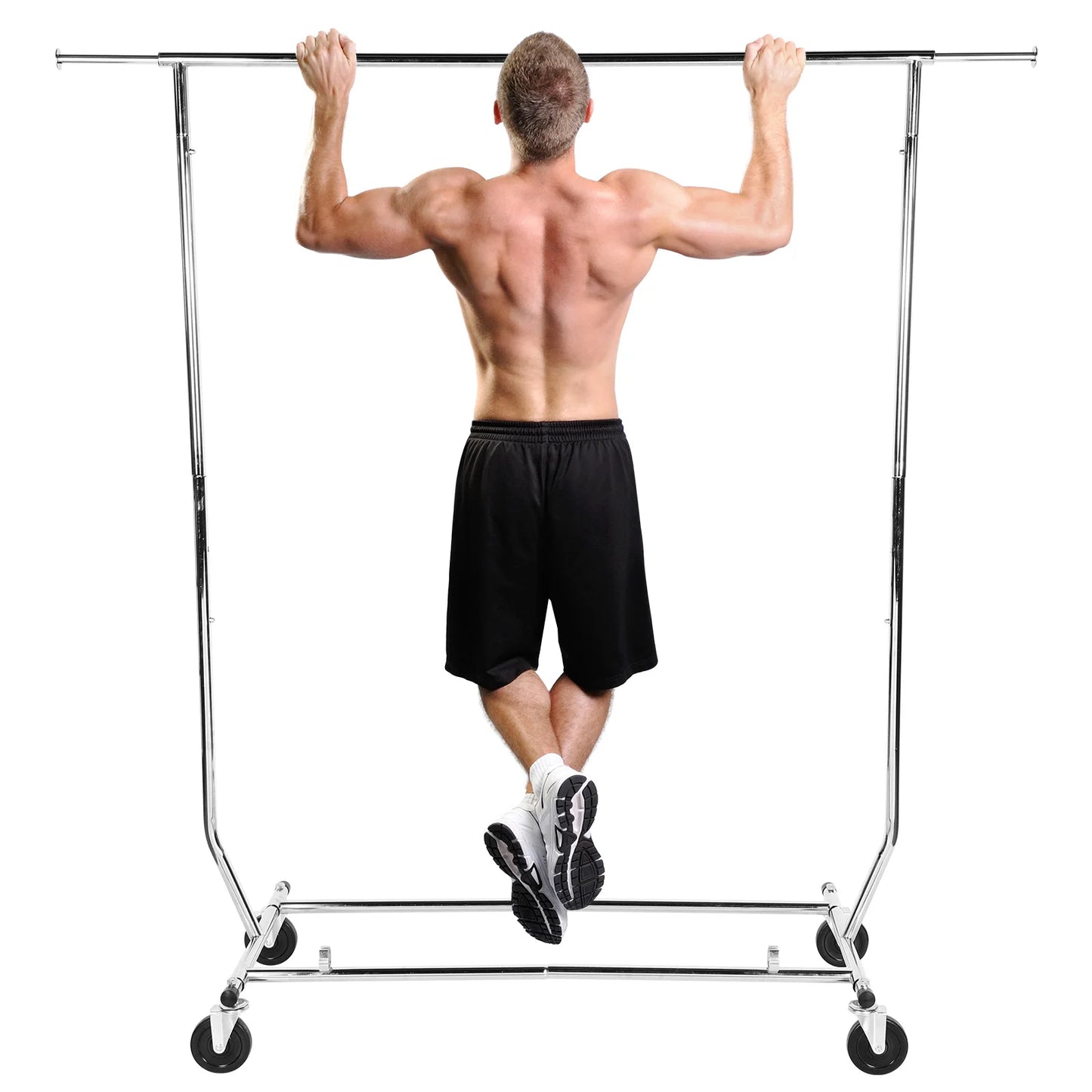 Adjustable Rolling Garment Rack with Sturdy Wheels