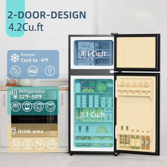 Small Refrigerator with Freezer - Energy-Efficient
