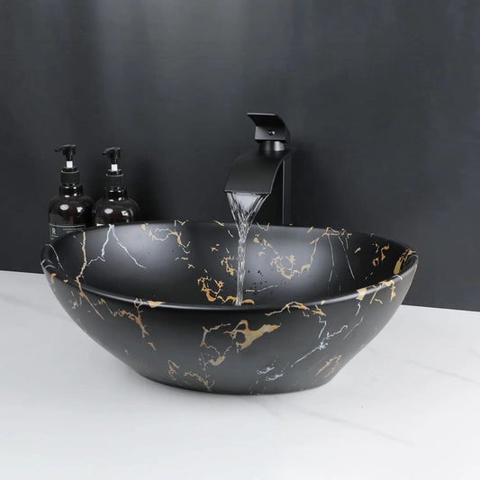Ceramic Oval Marbling Vessel Sink