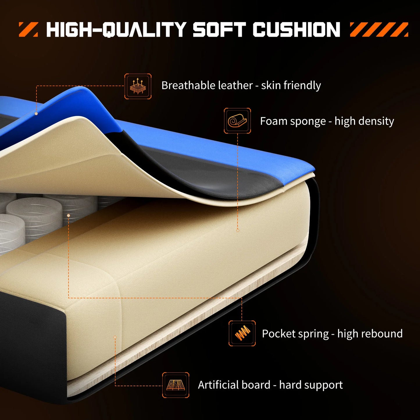 Swivel PU Leather with Headrest and Lumbar Support Gaming Chair
