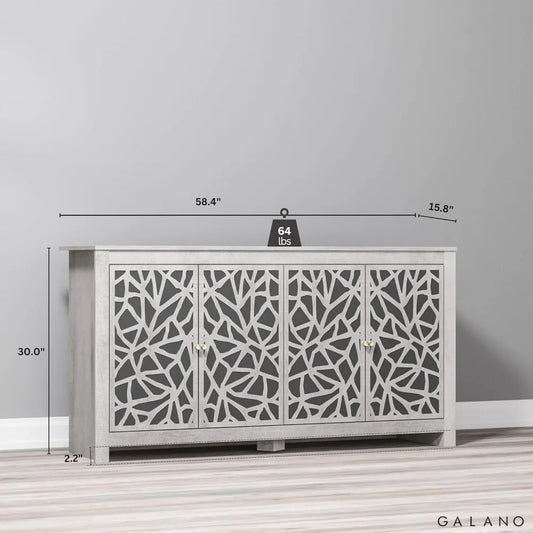 Laser Cut Accent Credenza with Storage for Dining Room