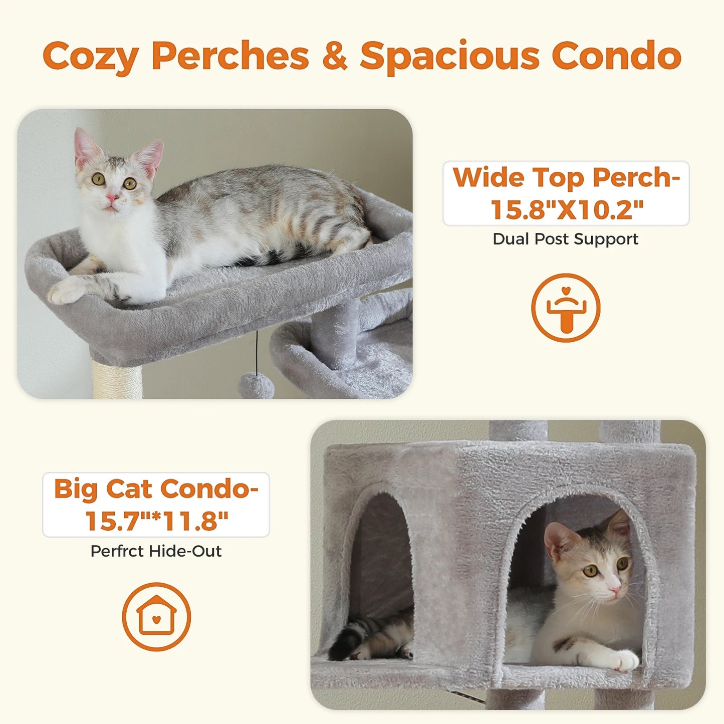 Multi-Level Plush Cat Condo with Scratching Posts