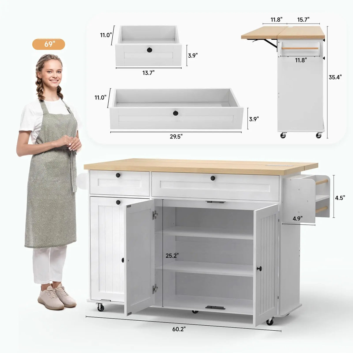 Kitchen Island Table Drop Leaf Home Carts