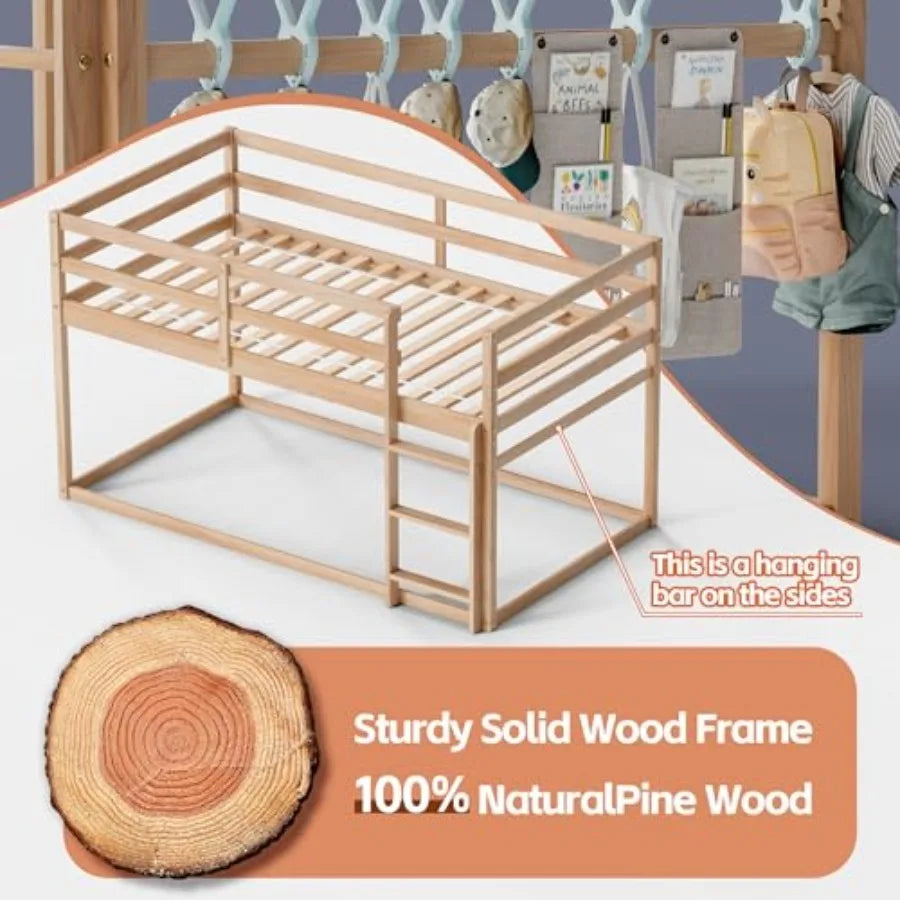 Floor Bunk Bed w/ Ladder with Full Guardrails