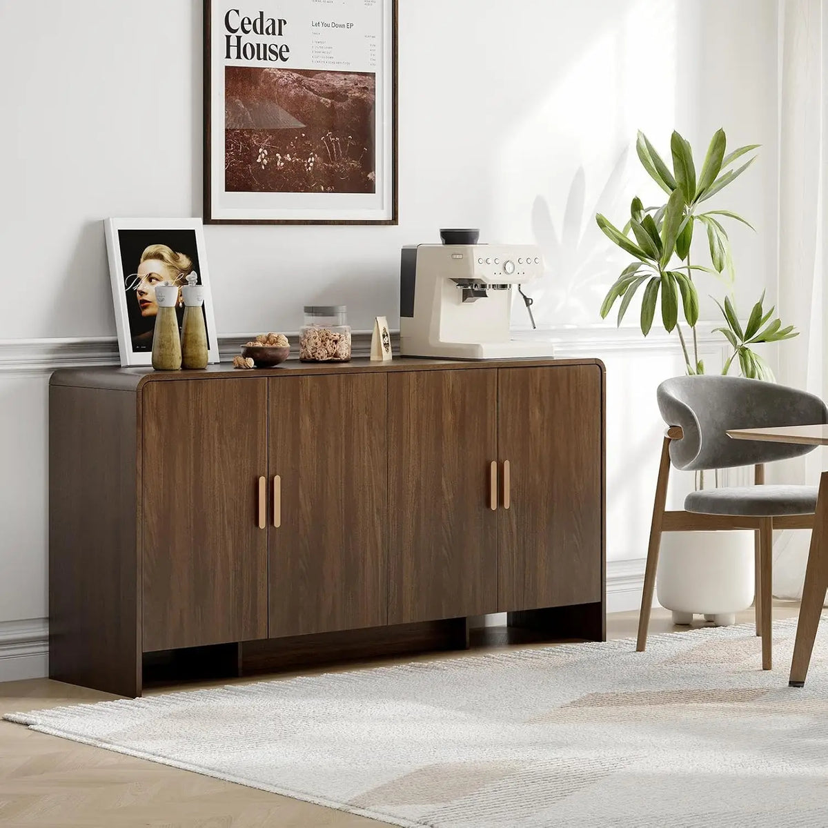 Mid-Century Walnut Buffet Cabinet
