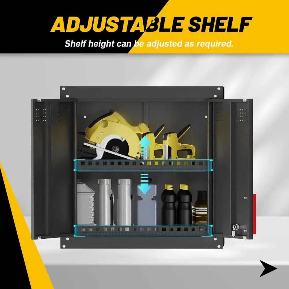 Wall Mounted Garage Storage Cabinet with Lock and Handle