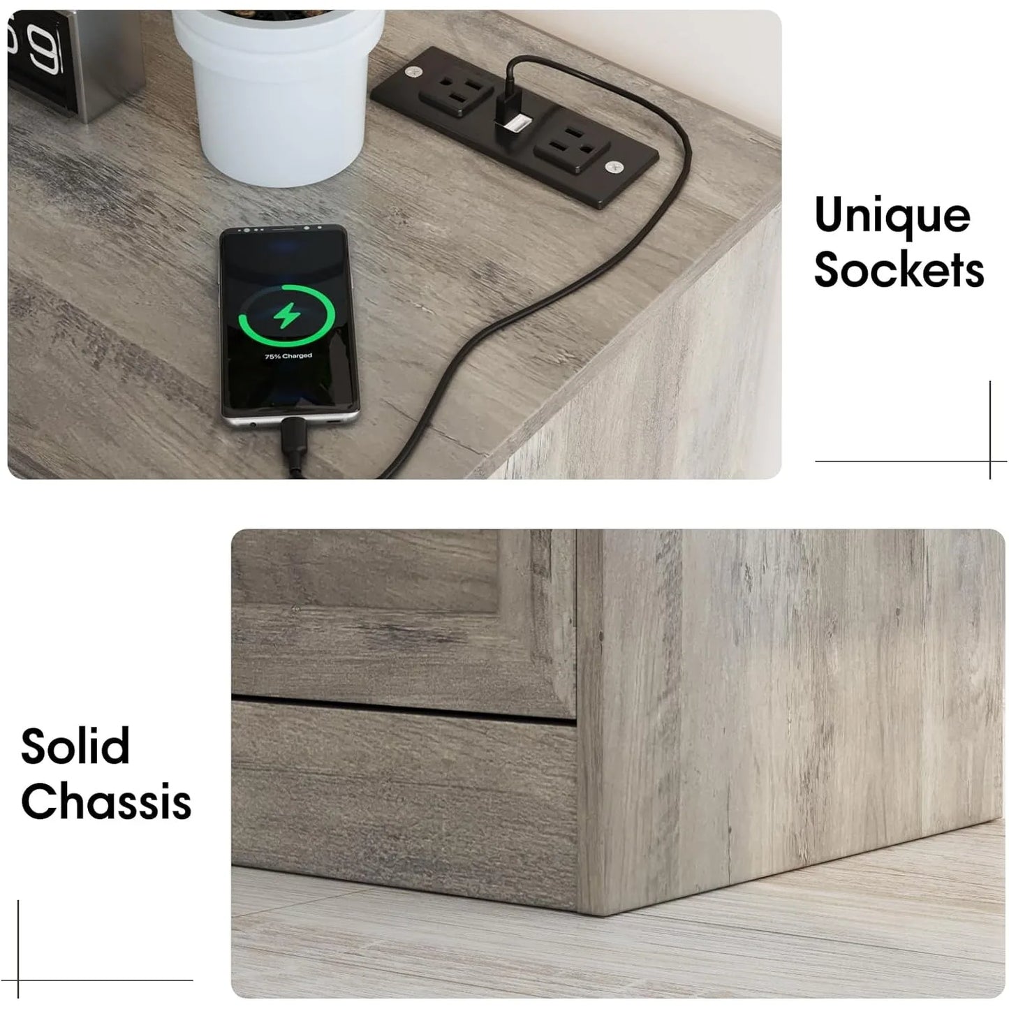 Bedroom Wide Dresser with Charging Station