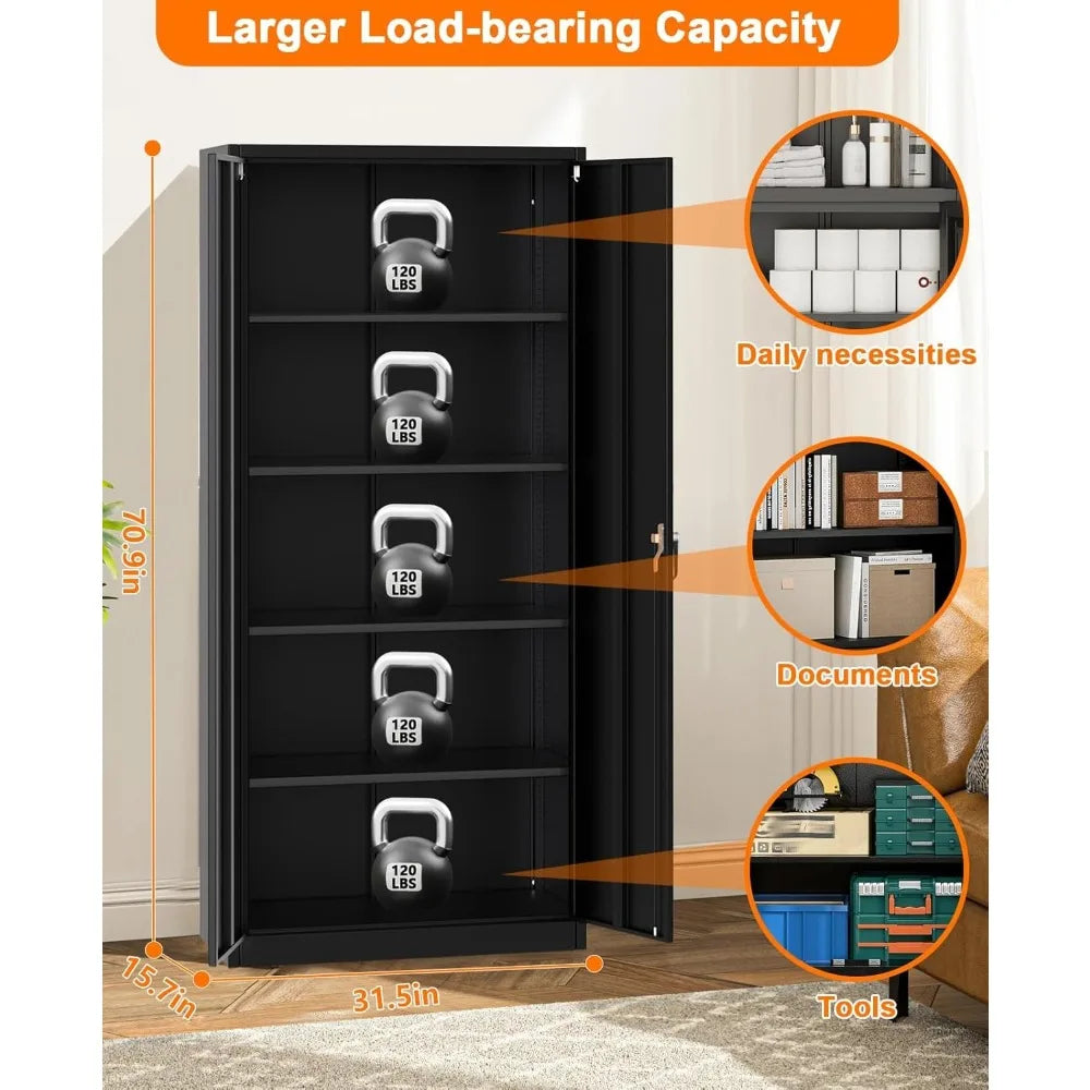 Heavy-Duty Metal Storage Cabinet with Lock