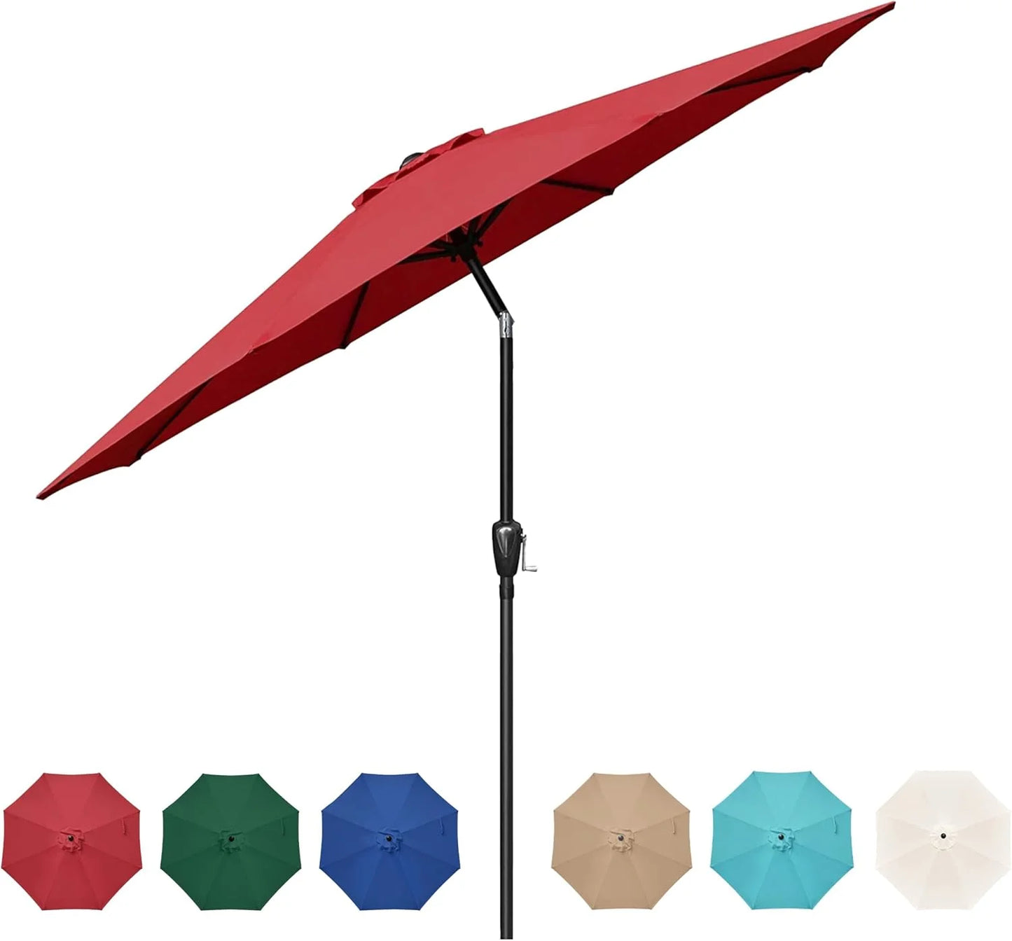 Patio Umbrella with, Push Button Tilt and Crank