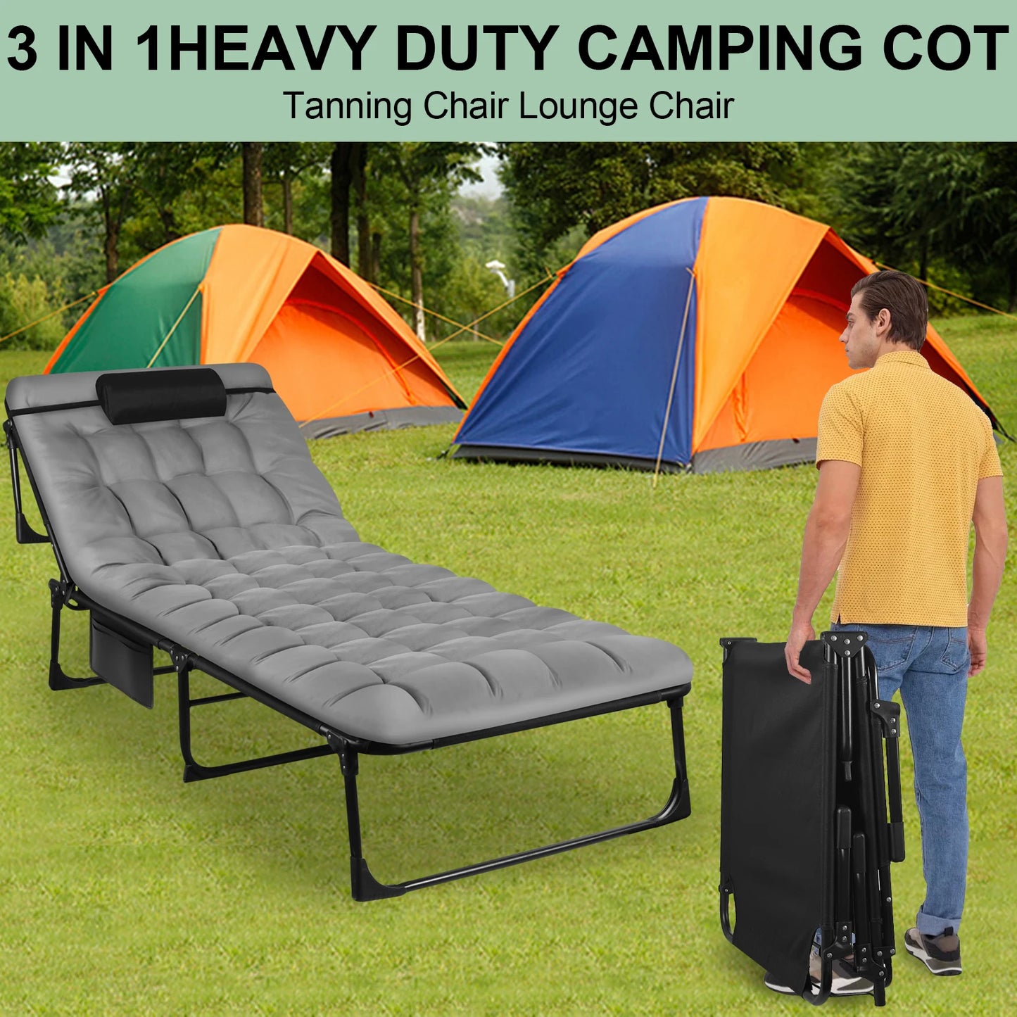 Adjustable Reclining Lounge Chair with Pillow