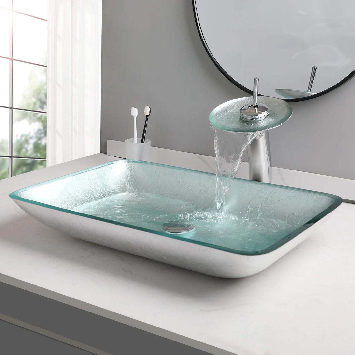 Big Tempered Glass Basin Sink