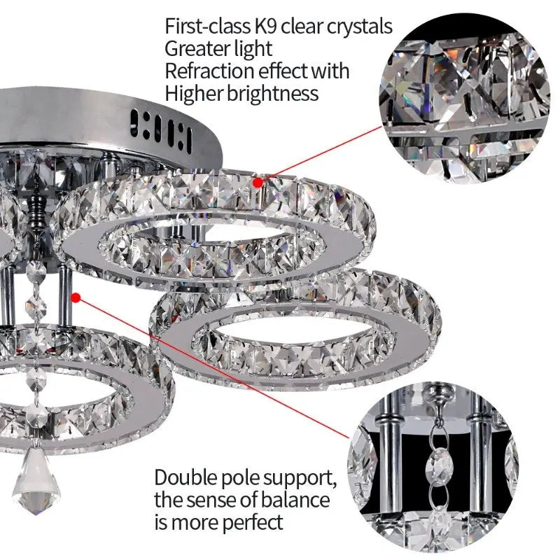 Luxury Crystal Chandelier Modern Ceiling Fan Light