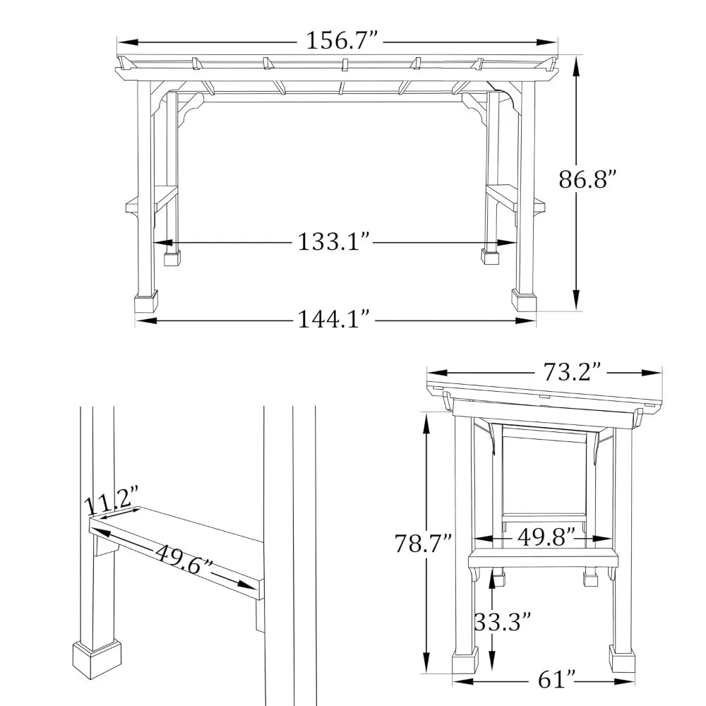 Heavy Duty Grill Gazebo Sloping Metal Roof