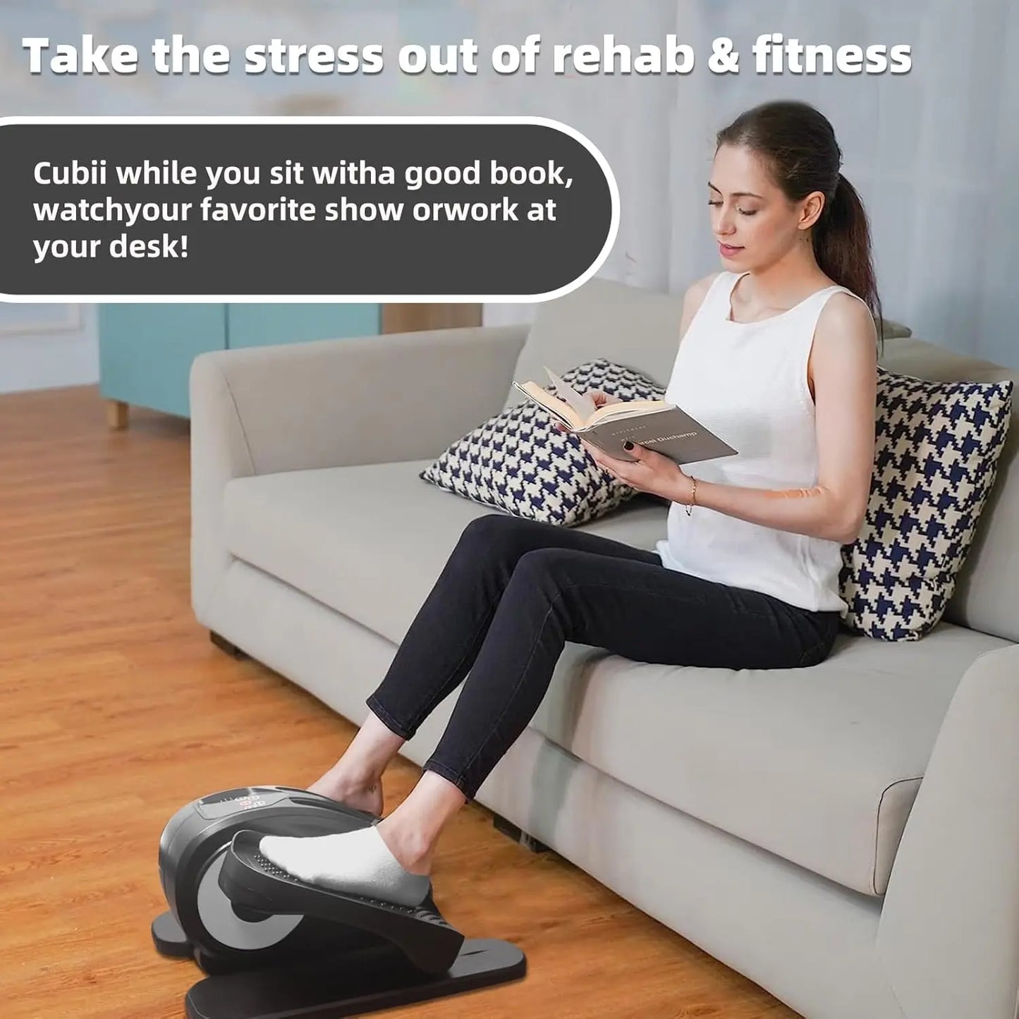 Elliptical - Portable Leg Exerciser Compact Seated with Remote Control