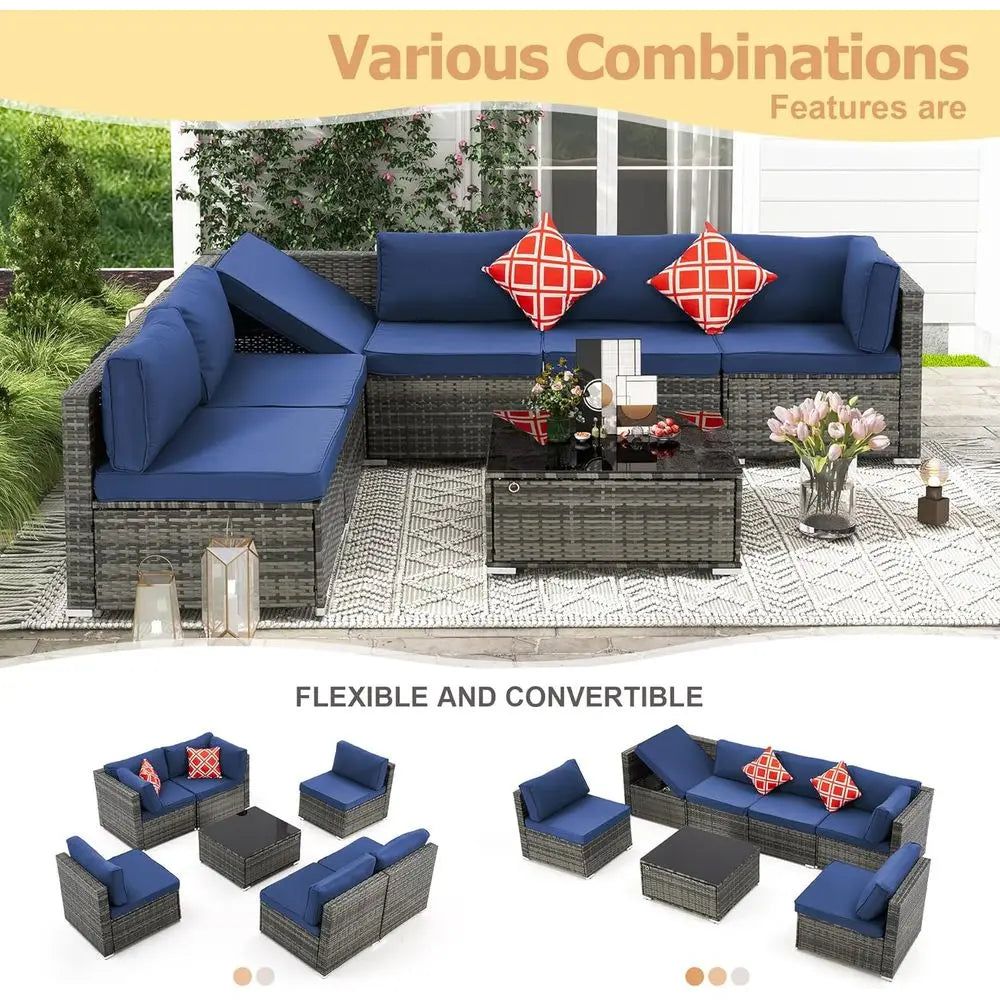7-Piece Storage, Cushions, Pillows Furniture Set