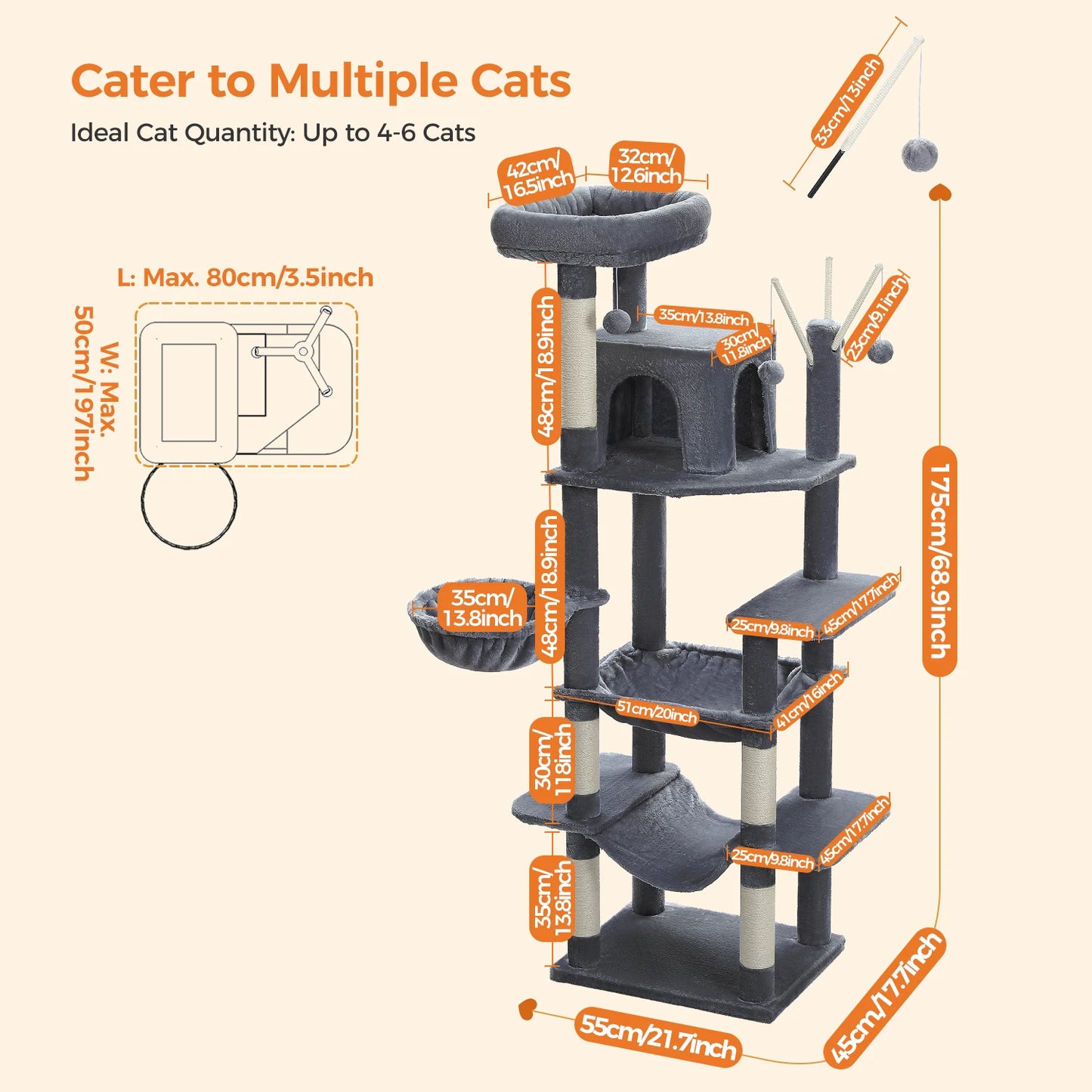 Multi-Level Plush Cat Condo with Scratching Posts