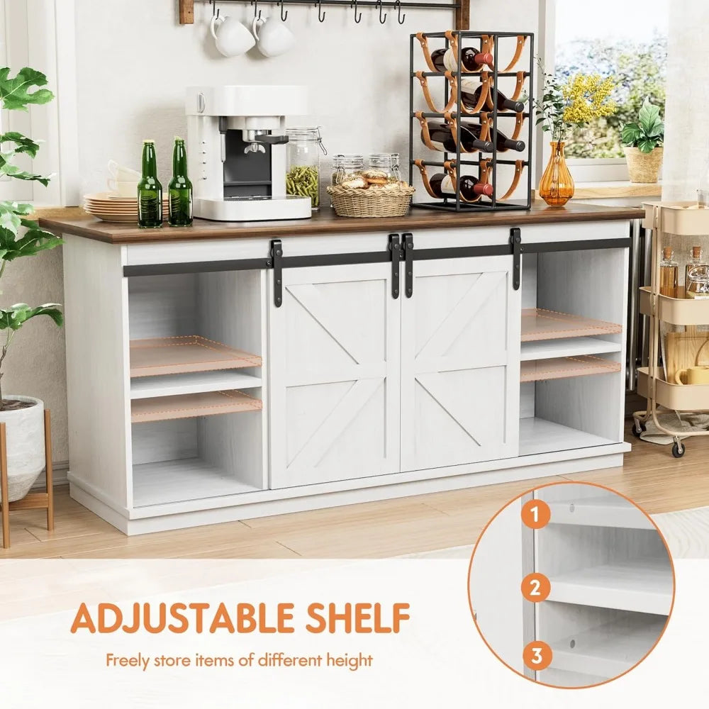 Dining Room Buffet Cabinet with Sliding Barn Doors
