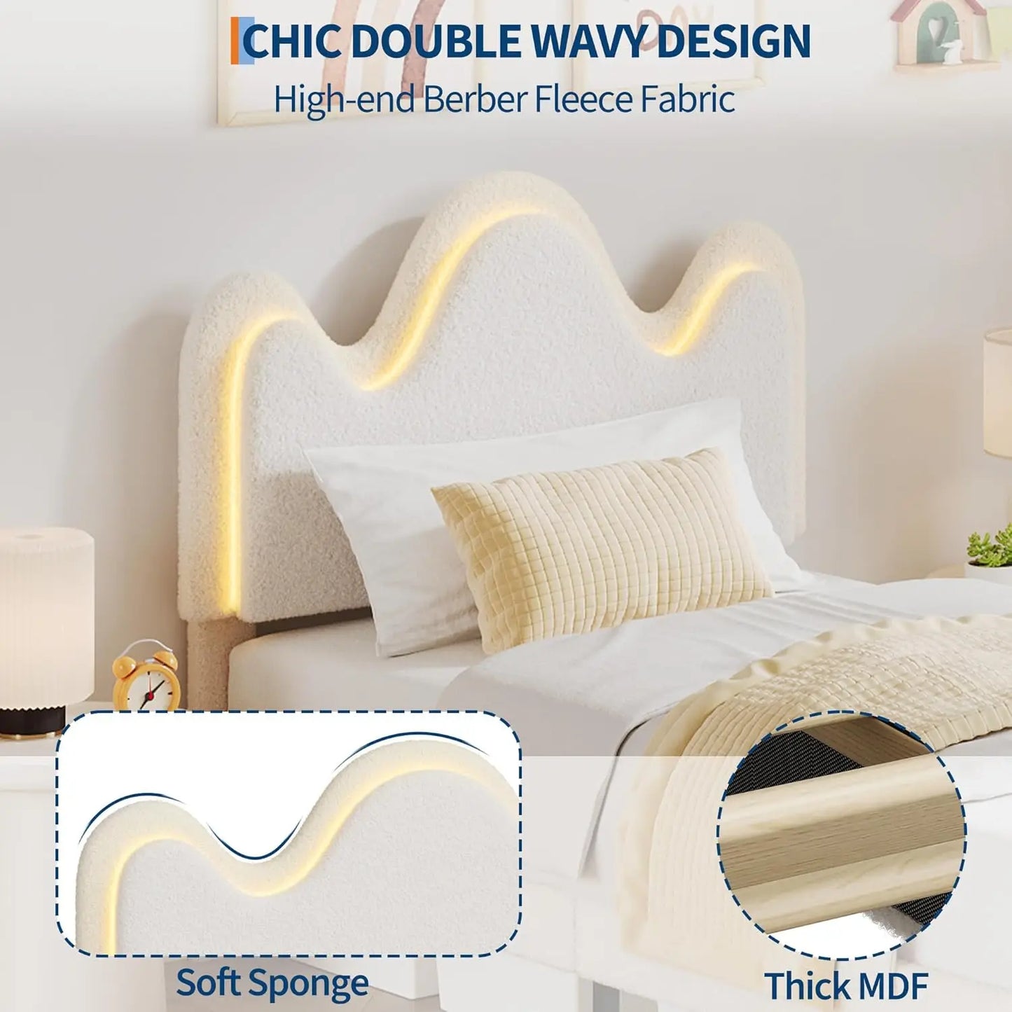 Buckle Princess Bed Frame with Flower Headboard