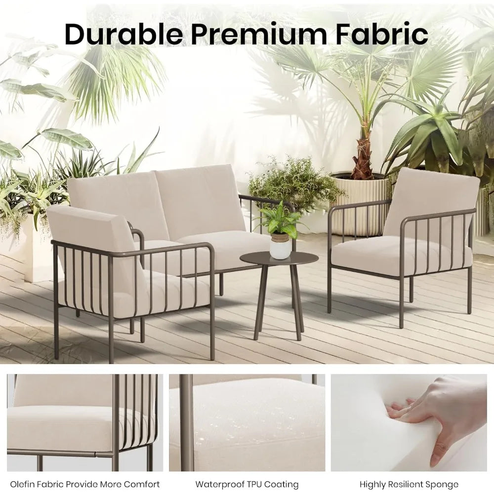 Patio Furniture Set with Armchairs and Coffee Table