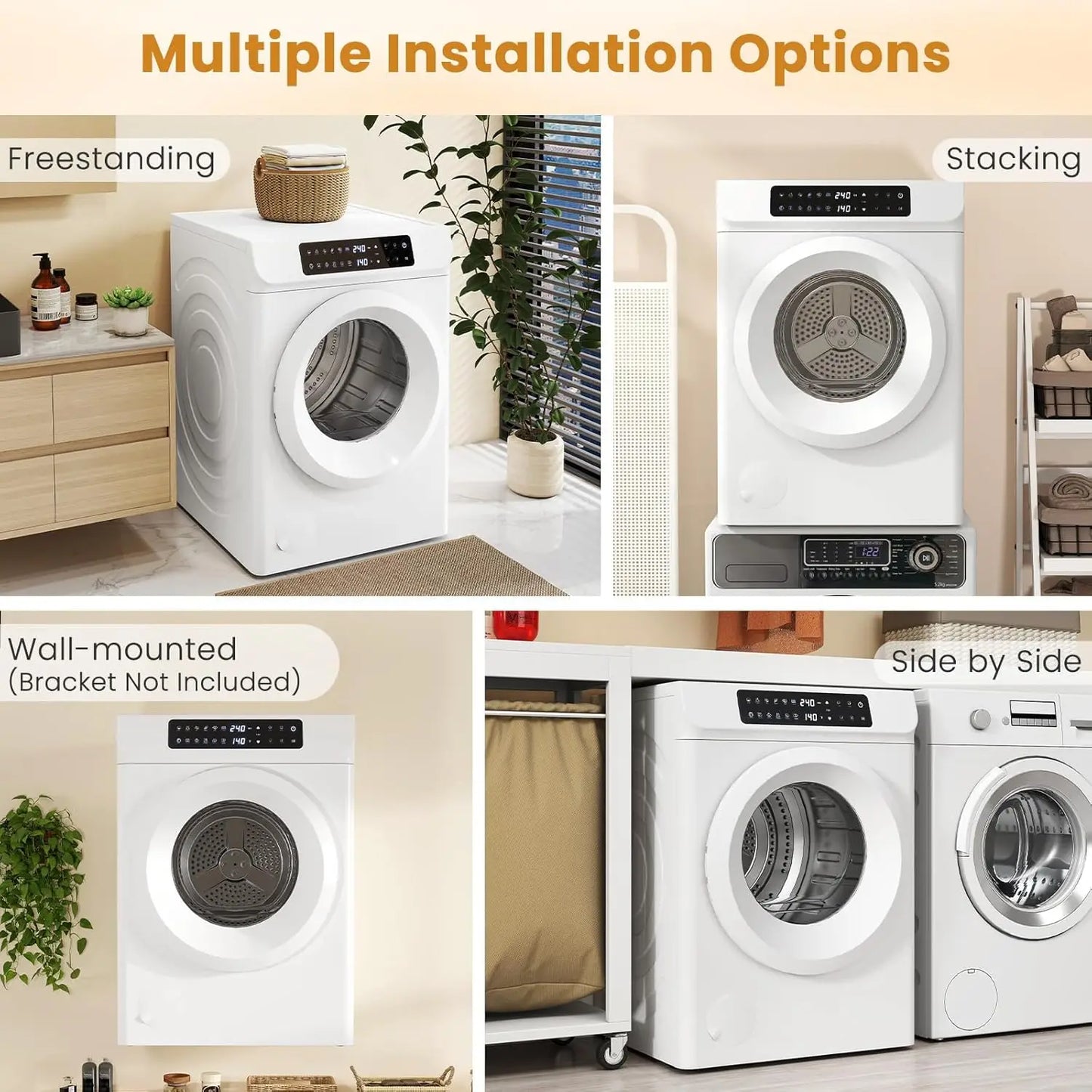 Large Capacity Laundry Dryer with Stainless Steel Tub, Dryer Machine