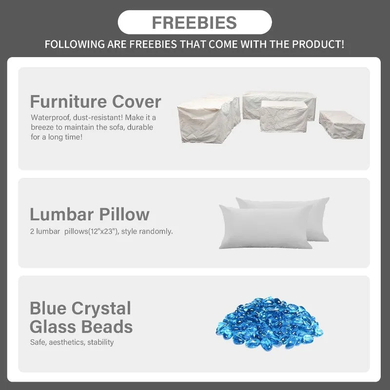 Light Grey Patio Set with Propane Fire Pit Table