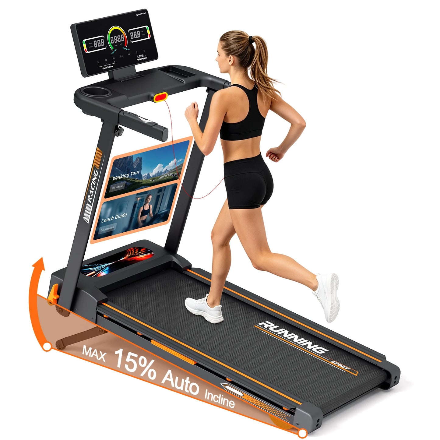 Home Foldable Treadmill with Wide Running Belt